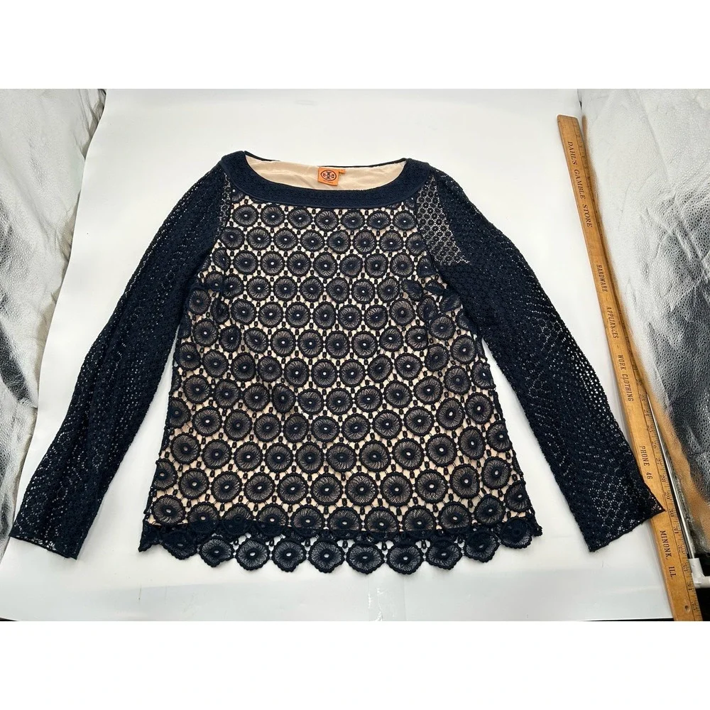 Tory Burch Janeen Crochet Lace Blouse, Size 12